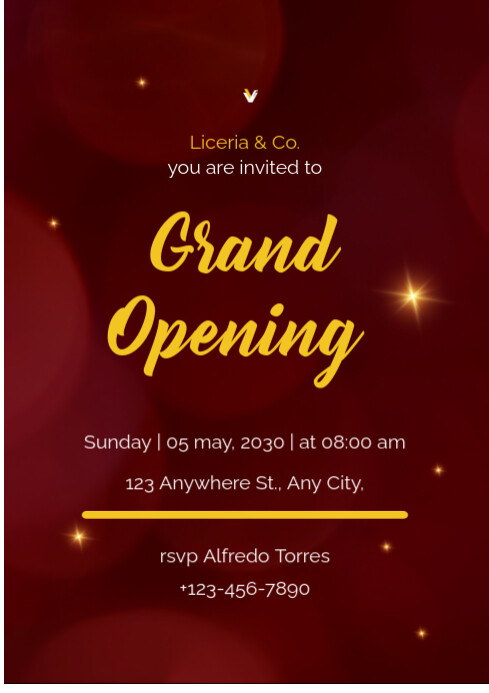 Red Modern & Minimal Grand Opening  A4 template