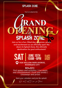 红色 Grand Opening Event A5 Template