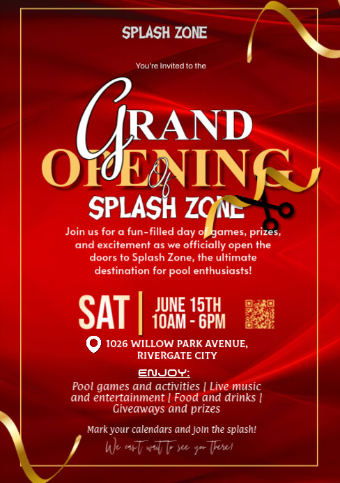 Red Modern & Minimal Grand Opening A5 template