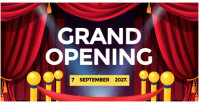 Red Modern & Minimal Grand Opening Banner  Facebook Ad template