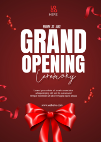 红色 Grand Opening Ceremony A6 Template