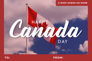 Red Modern & Minimal Happy Canada Day Label Etichetta template