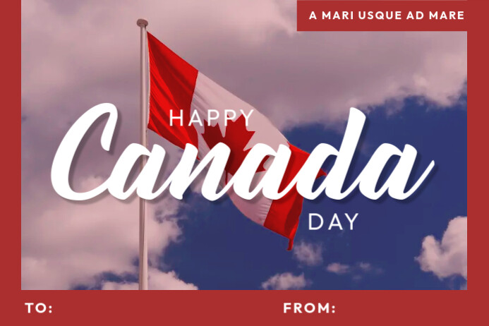 Red Modern & Minimal Happy Canada Day Label Rótulo template
