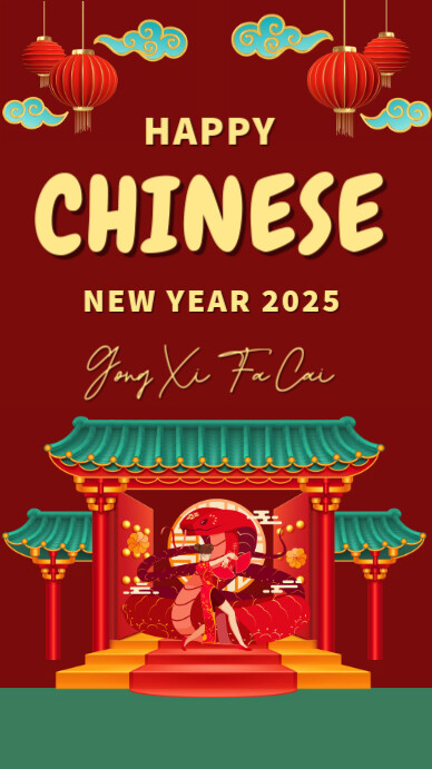 Red Modern & Minimal Happy Chinese New Year 2025 Instagram Story template