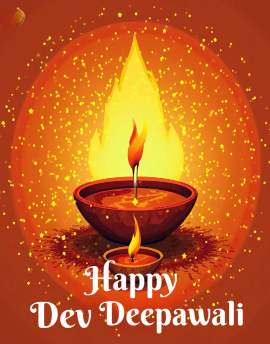 Red Modern & Minimal Happy Dev Deepawali Festival Of Light Of The Gods Hindu Celebration Design Temp Poster/Wallboard template