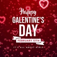 Red Modern & Minimal Happy Galentine's Day Pos Instagram template
