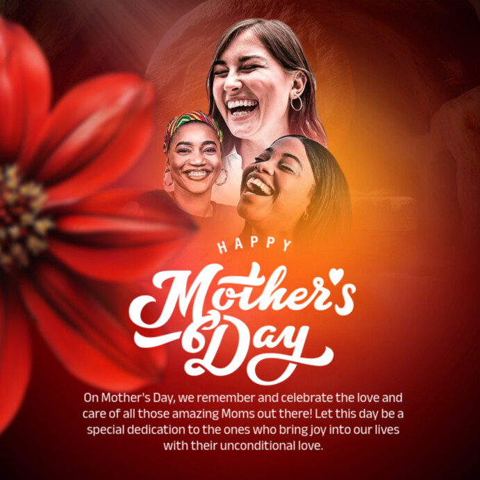 Red Modern & Minimal Happy Mother's Day  Instagram Post Iphosti le-Instagram template