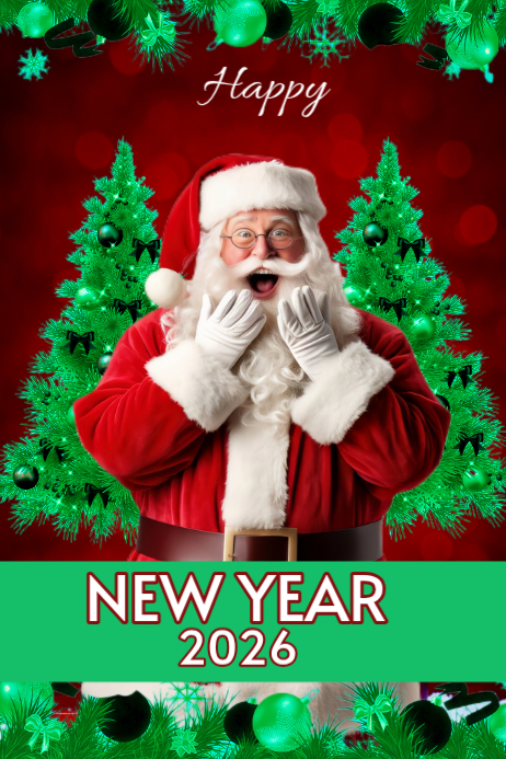 Red Modern & Minimal Happy New Year 2026 Poster Template | PosterMyWall