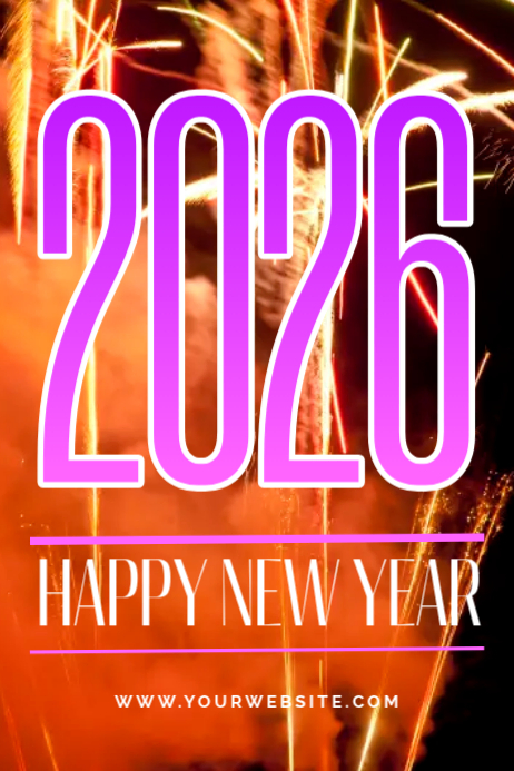 Plantilla de Red Modern & Minimal Happy New Year 2026 Poster | PosterMyWall