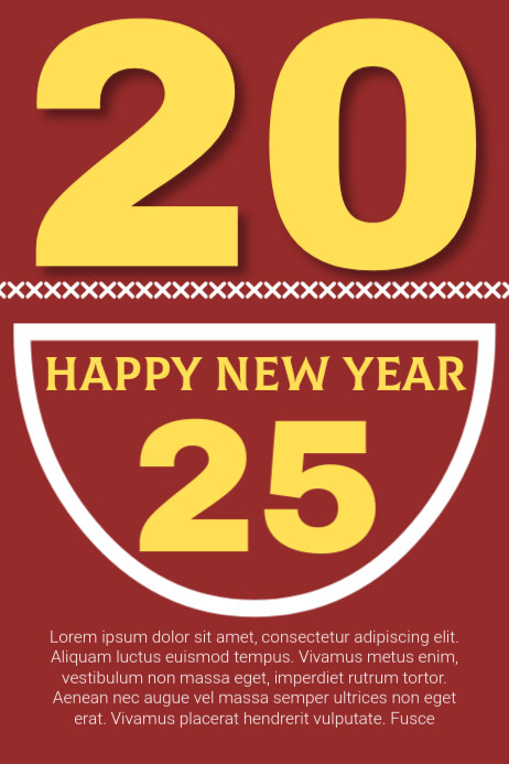 Red Modern & Minimal Happy New Year Poster Template | PosterMyWall