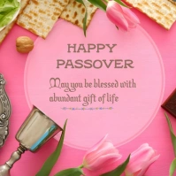 Red Modern & Minimal Happy Passover  Square ( template