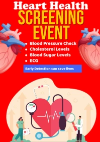 Red Modern & Minimal Heart Health Secreening  A2 template