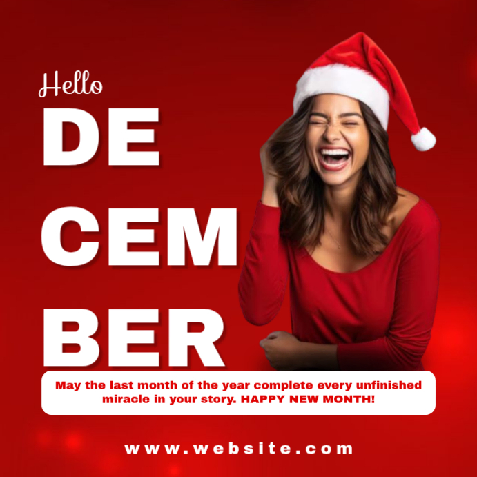 Red Modern & Minimal Hello December Instagram Post Template | PosterMyWall