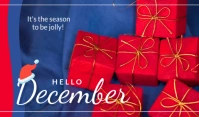 Red Modern & Minimal Hello December Tag template