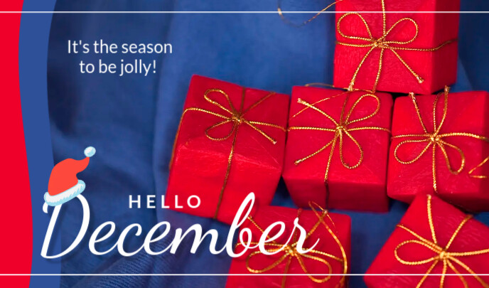 Hello December Name Tag Copy of Red Modern & Minimal Hello December Tag | PosterMyWall