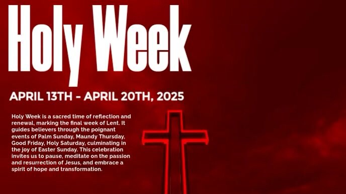 Red Modern & Minimal Holy Week Celebration Event Video Digital Display (16:9) template