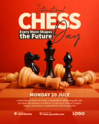 Red International Chess Day Instagram Portrait Template