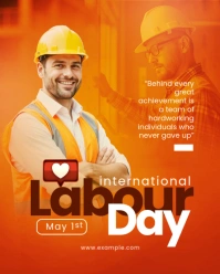 Red Modern & Minimal International Labour Day  Instagram Portrait template