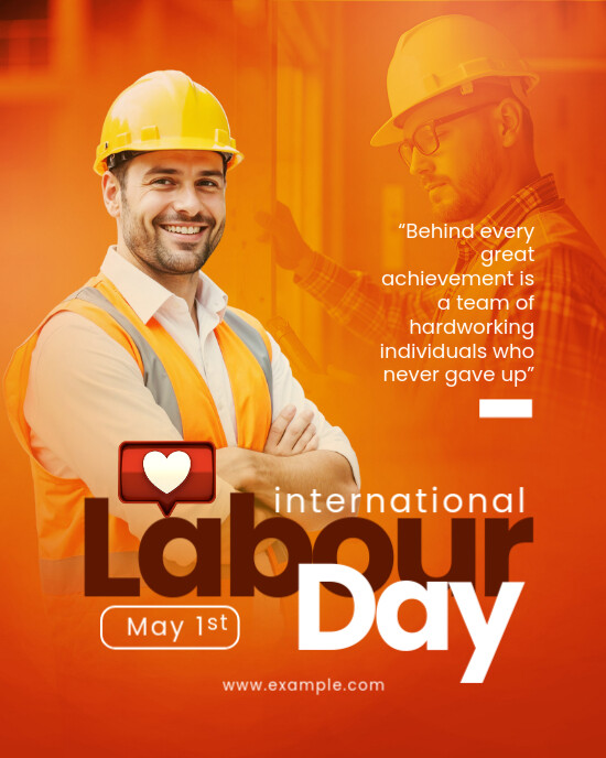Red Modern & Minimal International Labour Day  Instagram Portrait template