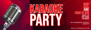 Red Modern & Minimal Karaoke Party Tajuk Twit Twitter 标题 template
