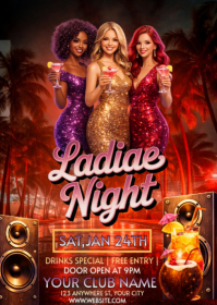 Red Modern & Minimal Ladies Night Party Flyer - Girls Night Out Event  A6 template