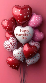 Red Modern & Minimal Love Balloons Bliss  Instagram Story template