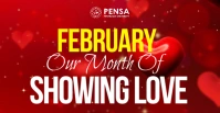 Red Modern & Minimal Love New Month  Facebook Group Cover Photo template