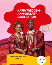 Red Modern & Minimal Marriage Anniversary Flyer Design Templates  Instagram Portrait