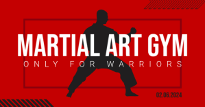 Red Modern & Minimal Martial Art Gym Facebook template