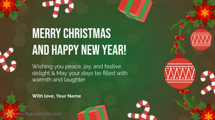 Red Modern & Minimal Merry Christmas And Happy New Year Greeting ...