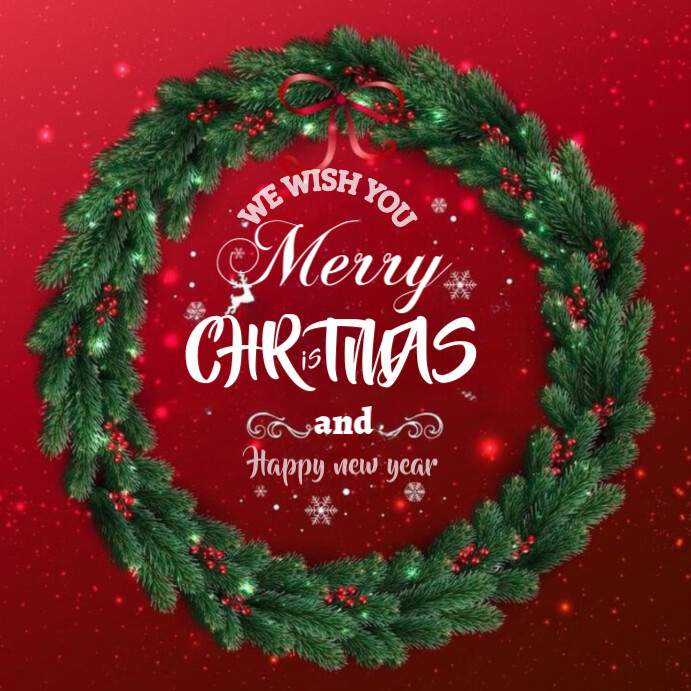 Red Modern & Minimal Merry Christmas And Happy New Year Instagram Post ...