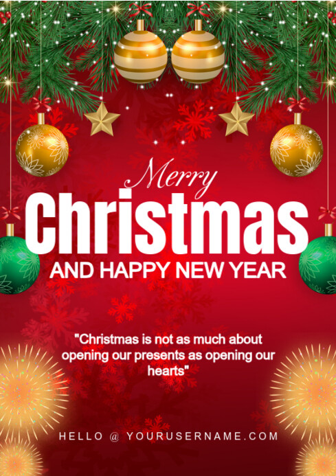 Copy of Red Modern & Minimal Merry Christmas Poster A4 | PosterMyWall