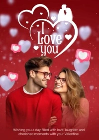 Red Modern & Minimal Modern & Minimal Happy Valentine's Day Instagram Post A4 template