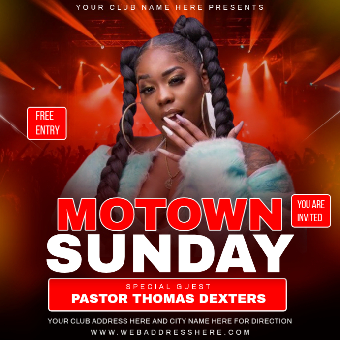 Red Modern & Minimal Motown Event Instagram Post Template | PosterMyWall