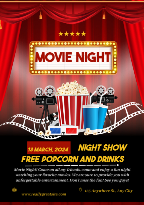 Move Night Programme Example Copy of Red Modern & Minimal Move Night A4 | PosterMyWall