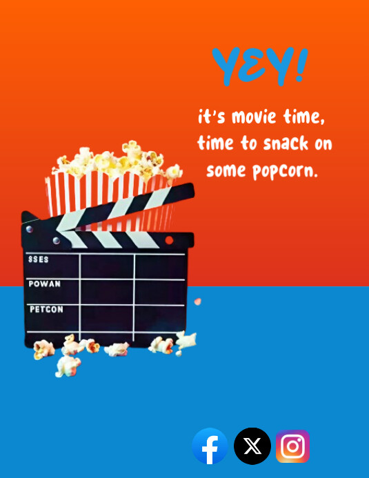 Red Modern & Minimal Movie Time Popcorn Vibes  Flyer (us Letter) template