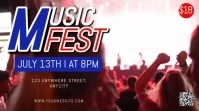 Red Modern & Minimal Music Fest Pos Twitter template