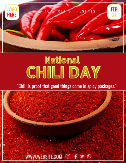 Red Modern & Minimal National Chilli Day Flyer (us Letter) 传单(美国信函) template