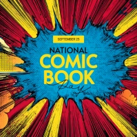 Red Modern & Minimal National Comic Book Day Instagram Post Instagram-bericht template