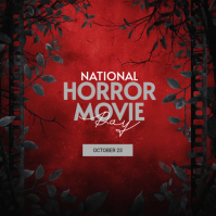 Red Modern & Minimal National Horror Movie Day Instagram Post template
