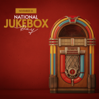 Red Modern & Minimal National Jukebox Day Instagram Post template