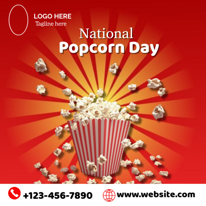 Red Modern & Minimal National Popcorn Day Instagram Post Template ...