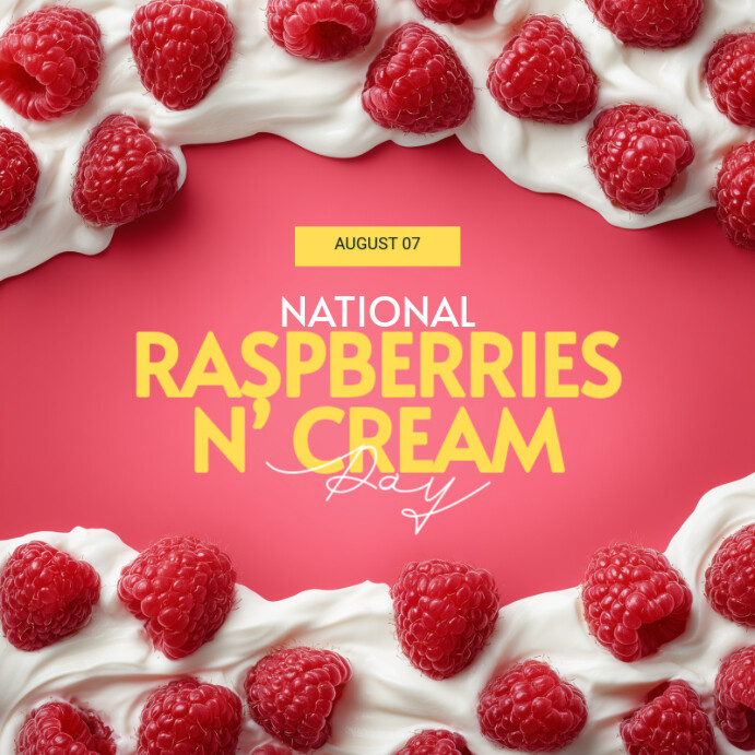 Red Modern & Minimal National Raspberries N' Cream Day Instagram Post template