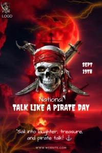 Red Modern & Minimal National Talk Like A Pirate Day Poster template
