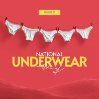 Red Modern & Minimal National Underwear Day Instagram Post template