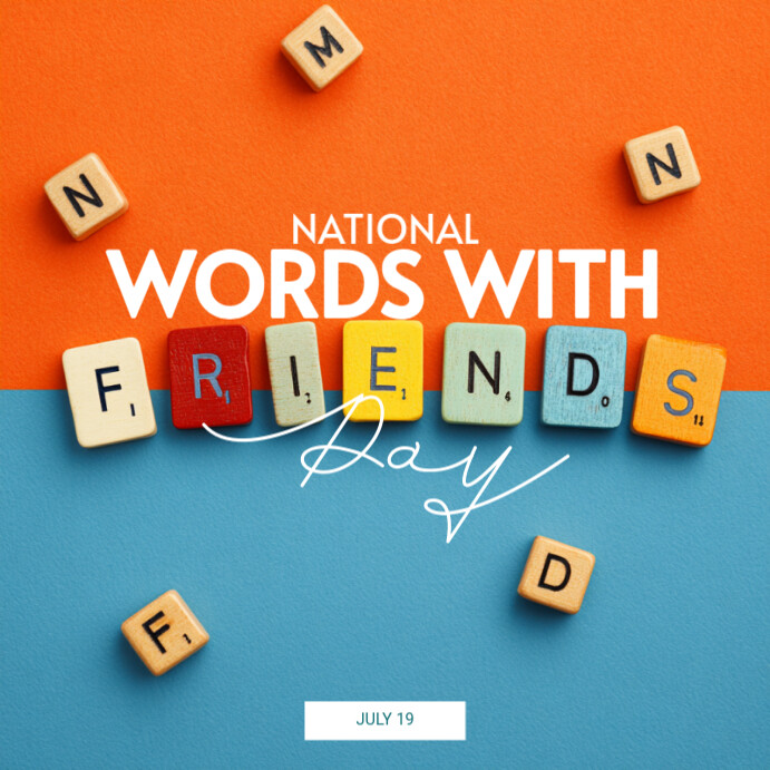 Red Modern & Minimal National Words With Friends Day Instagram Post template