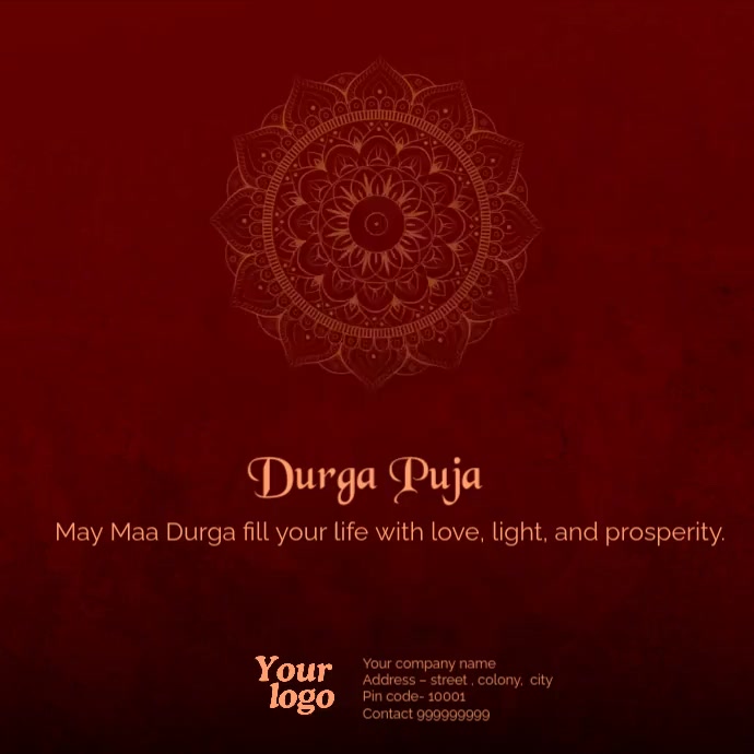 Red Modern & Minimal Navaratri, Durga Puja, Dussehra, Durga Ashtami,devi, Maadurga, Instagram Post template