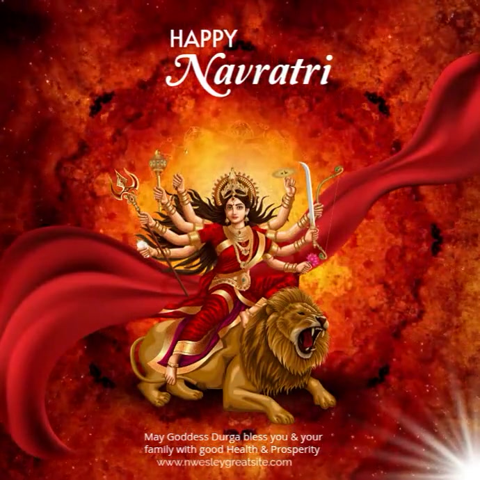 Red Modern & Minimal Navratri Square (1:1) template