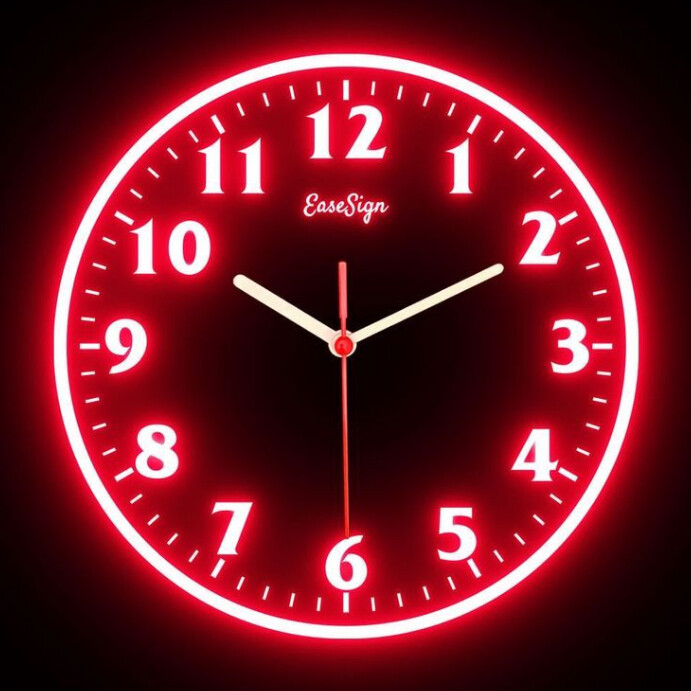 Red Modern & Minimal Neon Glow Wall Clock  Instagram Post template