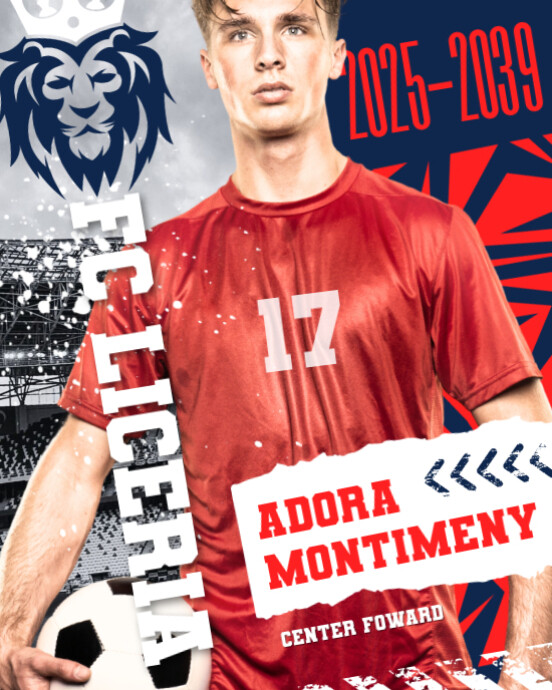 Red Modern & Minimal New Soccer Player Instagram Portrait template